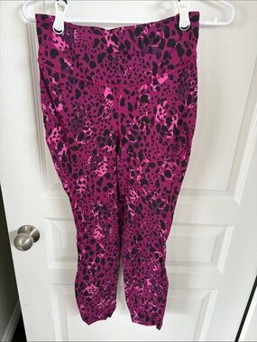 lululemon athletica Pink and Black Leopard-Print Leggings